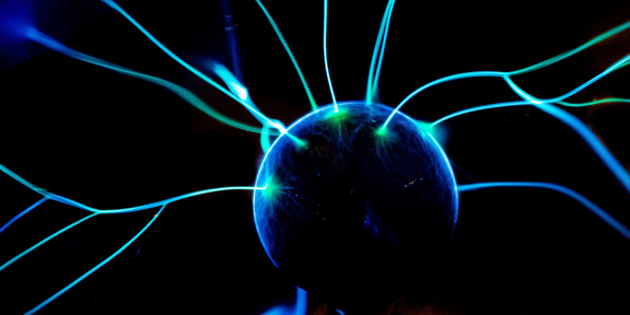 Image of electric sphere on black background