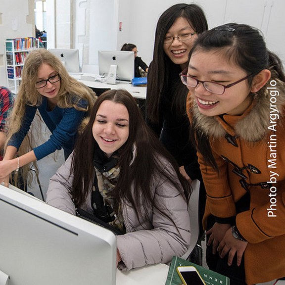 Students work on an assignment together