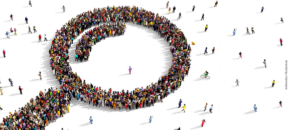 Lens pointed at society, credit Arthimedes / Shutterstock