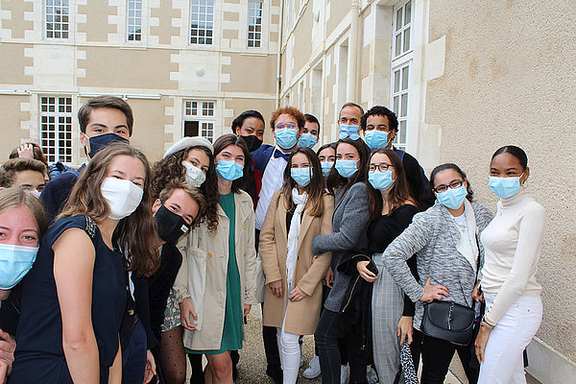 Sciences Po students at the start of Fall 2020 term, photo by Sylvain Rochas