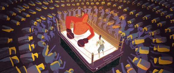 Illustration of boxer in ring; created by bitteschoen.tv