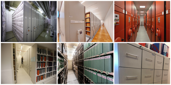 Collage of archive's cabinets